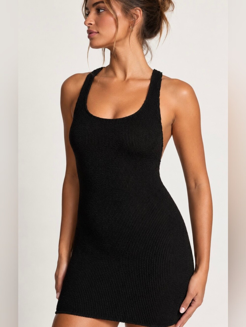 Victorias Secret Crinkle Tube Racerback Mini Beach Swim Dress Medium Large NEW